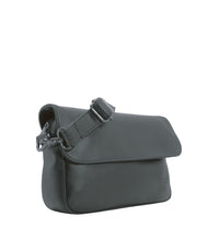 Distressed Leather Cityform Crossbody Pouch Bag - Black