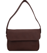 Distressed Leather Cityform Crossbody Pouch Bag - Dark Brown