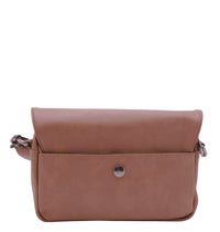 Distressed Leather Cityform Crossbody Pouch Bag - Camel