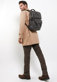 Pu Buckled Zipper Backpack - Brown
