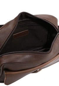 Distressed Leather Nomad Crossbody Bag - Dark Brown
