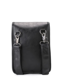 Distressed Leather Commuter Pouch Bag - Black