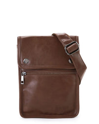 Distressed Leather Commuter Pouch Bag - Camel