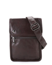 Distressed Leather Commuter Pouch Bag - Dark Brown