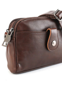 Distressed Leather Legacy Crossbody Pouch Bag - Dark Brown