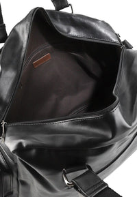 Distressed Leather Commuter Duffel Bag - Black