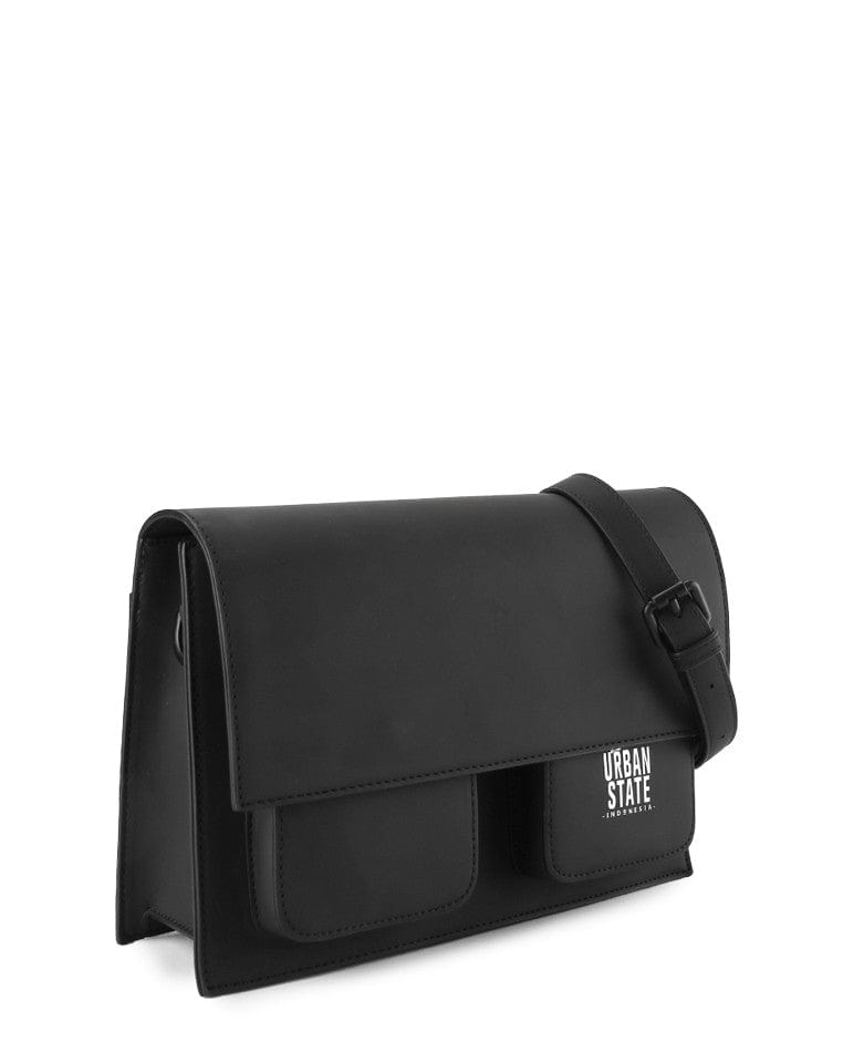 Coated Dry League Flap Shoulder Bag - Black