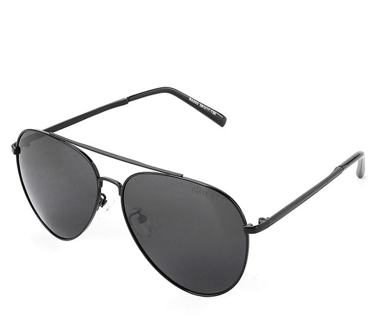 Polarized Metal Frame Le Major Aviator Sunglasses - Black Black