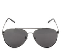 Polarized Metal Frame Le Major Aviator Sunglasses - Black Silver