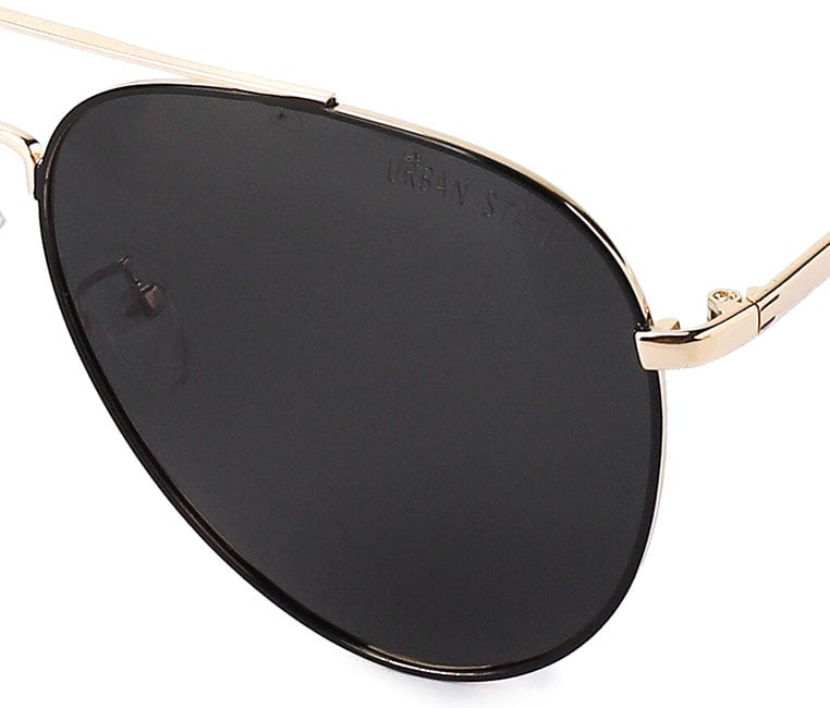 Polarized Metal Frame Le Major Aviator Sunglasses - Black Gold