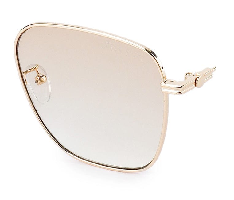 Metal Frame Rische Square Sunglasses - Yellow Gold