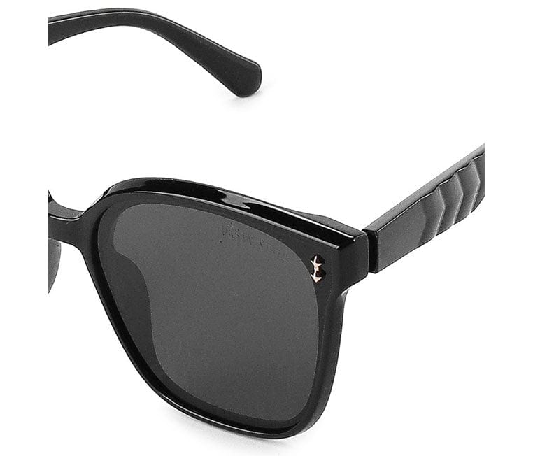Polarized Plastic Frame Kelly Square Sunglasses - Black Glossy