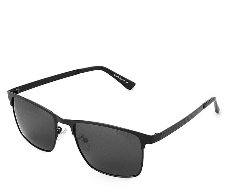 Polarized Metal Frame Hunter Square Sunglasses - Black Black