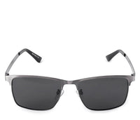 Polarized Metal Frame Hunter Square Sunglasses - Black Silver