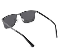 Polarized Metal Frame Hunter Square Sunglasses - Black Silver
