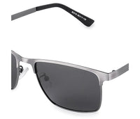 Polarized Metal Frame Hunter Square Sunglasses - Black Silver