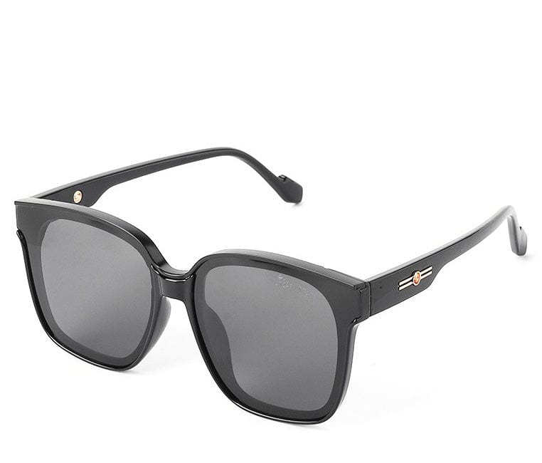Polarized Plastic Frame Flore Square Sunglasses - Black Black