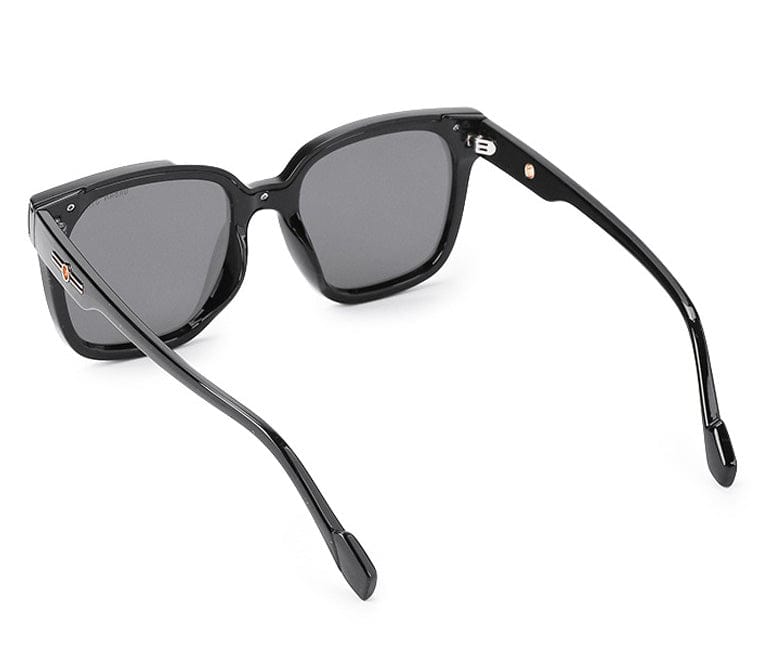 Polarized Plastic Frame Flore Square Sunglasses - Black Black