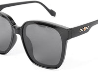 Polarized Plastic Frame Flore Square Sunglasses - Black Black