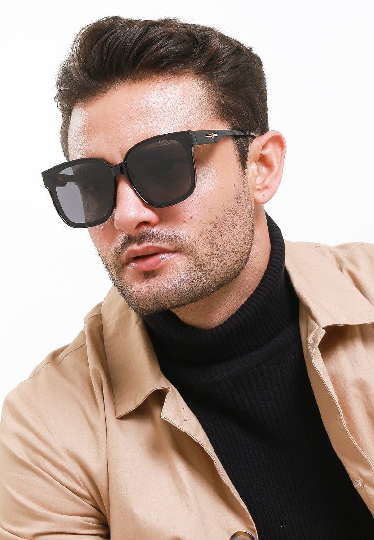 Polarized Plastic Frame Flore Square Sunglasses - Black Black