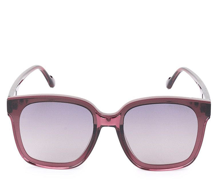 Polarized Plastic Frame Flore Square Sunglasses - Purple Red