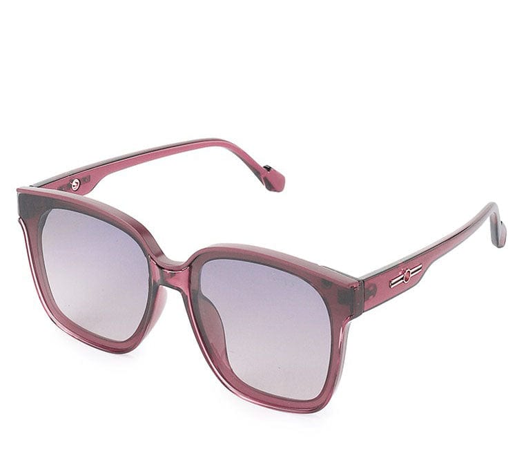 Polarized Plastic Frame Flore Square Sunglasses - Purple Red