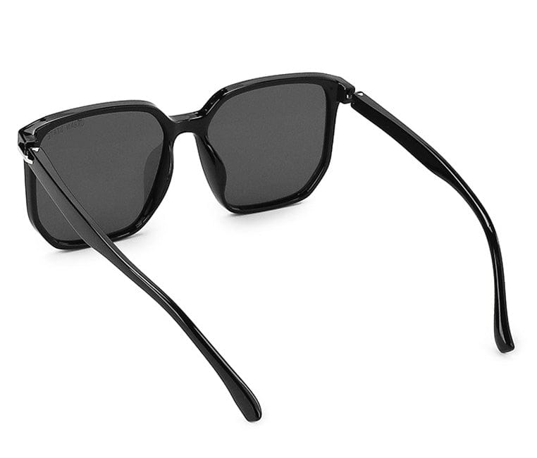 Polarized Plastic Frame Luxo Square Sunglasses - Black Glossy