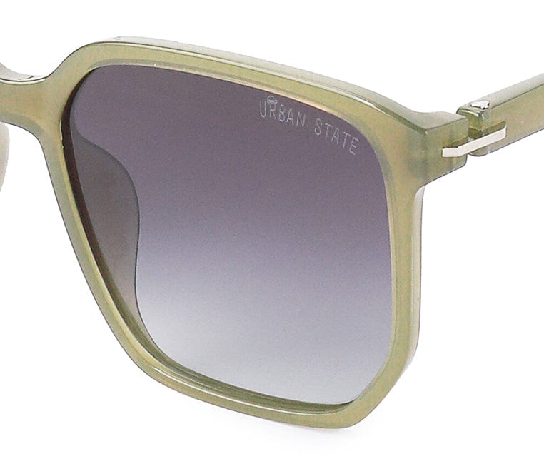 Polarized Plastic Frame Luxo Square Sunglasses - Black Green