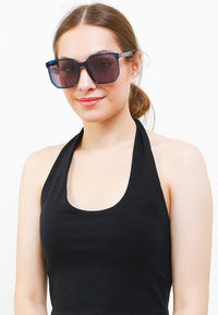 Polarized Plastic Frame Luxo Square Sunglasses - Purple Blue
