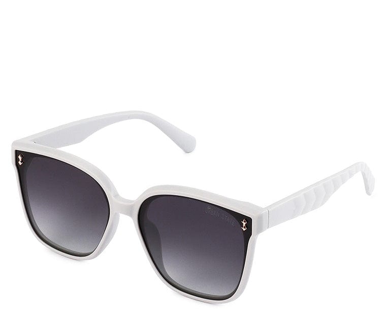 Polarized Plastic Frame Kelly Square Sunglasses - Black Grey