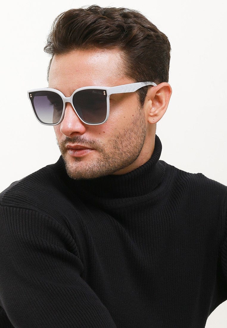 Polarized Plastic Frame Kelly Square Sunglasses - Black Grey