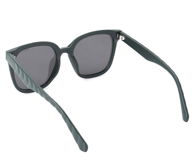 Polarized Plastic Frame Kelly Square Sunglasses - Black Green