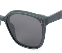 Polarized Plastic Frame Kelly Square Sunglasses - Black Green
