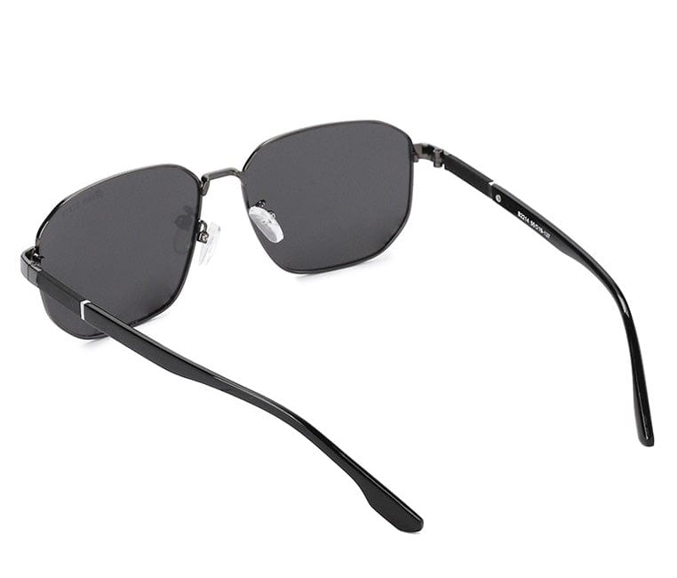 Polarized Metal Frame Prospec Square Sunglasses - Black Silver