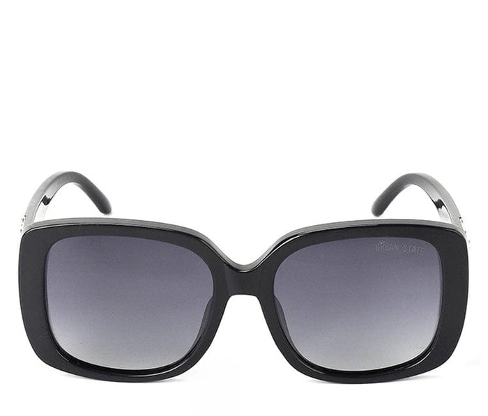 Polarized Plastic Frame Absolute Square Sunglasses - Black Navy