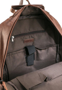 Pu Buckled Zipper Large Backpack - Camel