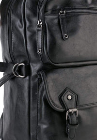 Pu Buckled Zipper Backpack - Black Backpacks - Urban State Indonesia