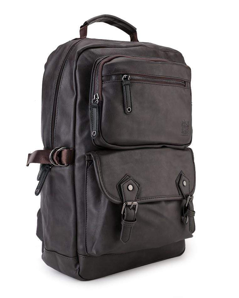 Pu Buckled Zipper Backpack - Brown Backpacks - Urban State Indonesia