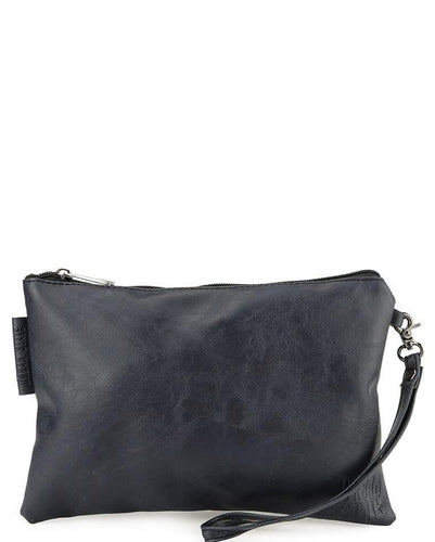 Distressed Leather Pouch Clutch - Navy Clutch - Urban State Indonesia