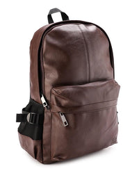 Distressed Leather Mesh Backpack - Brown