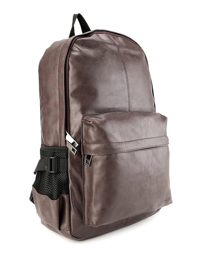 Distressed Leather Mesh Backpack - Dark Brown Backpacks - Urban State Indonesia