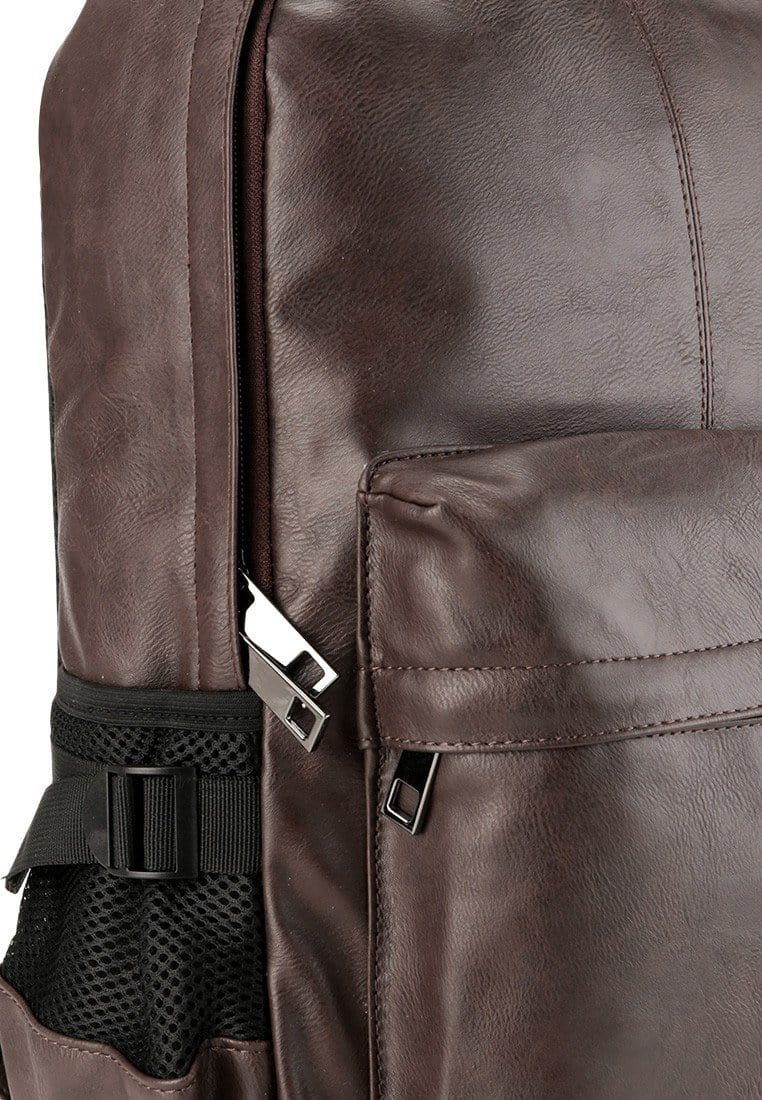 Distressed Leather Mesh Backpack - Dark Brown Backpacks - Urban State Indonesia