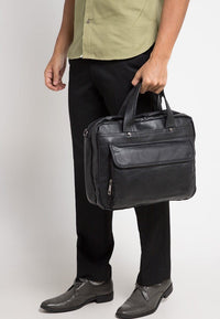 Distressed Leather Laptop Tote Bag - Black Messenger Bags - Urban State Indonesia