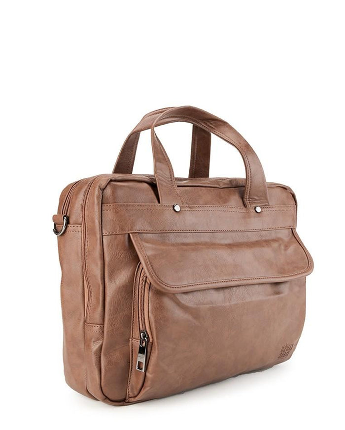 Distressed Leather Laptop Tote Bag - Camel Messenger Bags - Urban State Indonesia