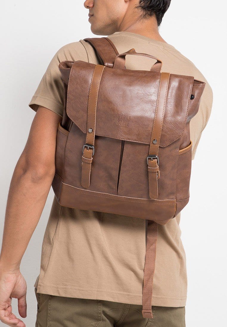 Distressed Leather Nomad Backpack - Camel Backpacks - Urban State Indonesia