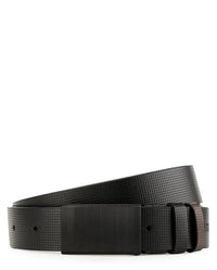 Reversible Perforated List Plate Buckle Top Grain Leather Belt - Black Belts - Urban State Indonesia