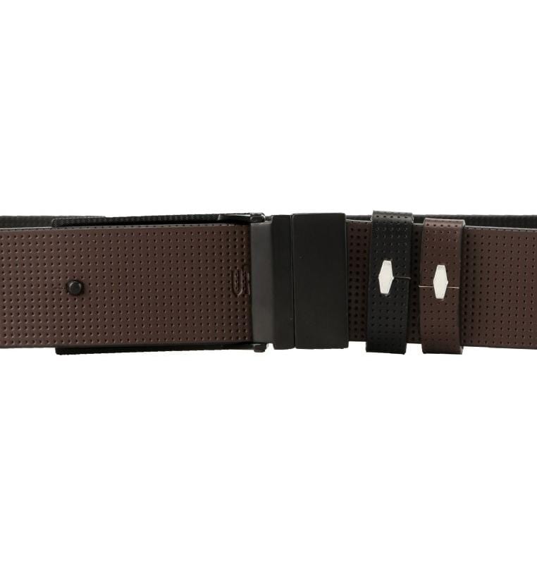 Reversible Perforated List Plate Buckle Top Grain Leather Belt - Black Belts - Urban State Indonesia