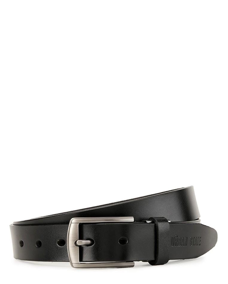 Rounded Frame Pin Buckle Top Grain Leather Belt - Black Belts - Urban State Indonesia