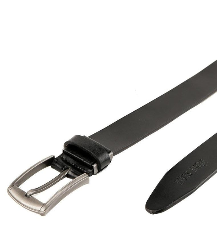 Rounded Frame Pin Buckle Top Grain Leather Belt - Black Belts - Urban State Indonesia