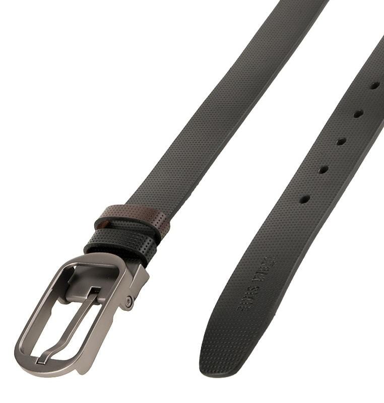 Reversible Perforated Frame Pin Buckle Top Grain Leather Belt - Silver Belts - Urban State Indonesia